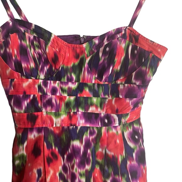 Bebe Silk Print Spaghetti Strap Mini Dress Size XS - Picture 2 of 7